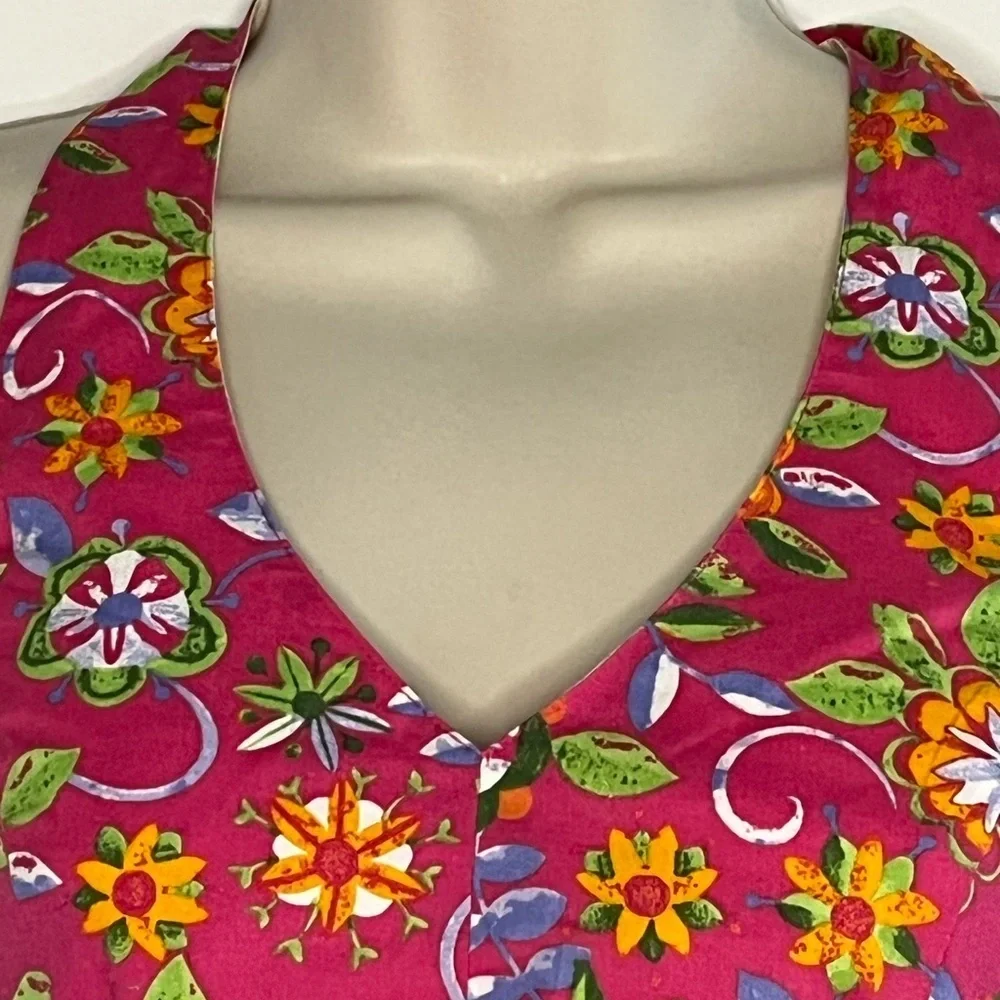 Vintage Y2K My Michelle Pink Floral Print Cropped V Neck Halter Top Retro 90’s S